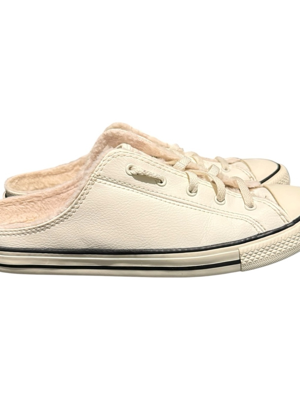 Converse CTAS DAINTY Mule Slip Egret Faux Leather Fur Sandal Womens Size 7.5 - Picture 2 of 9